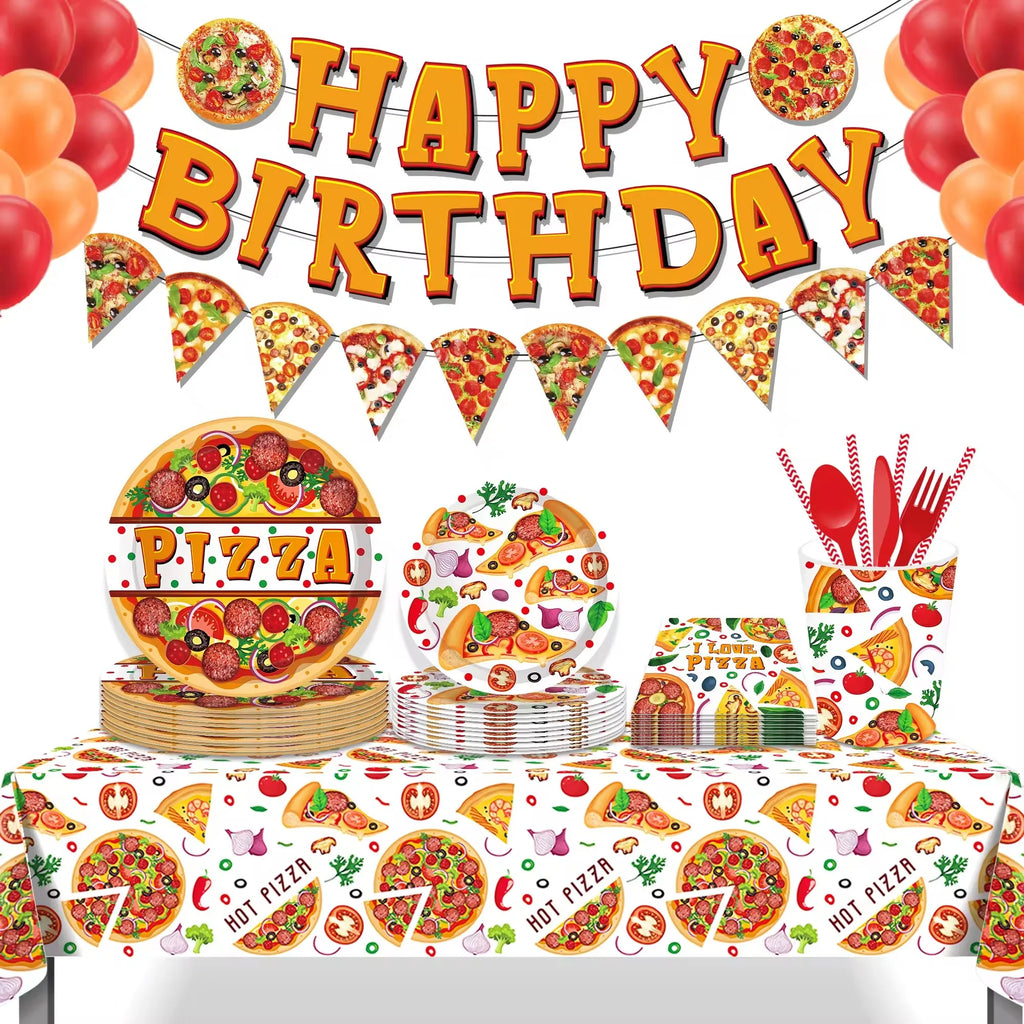 130*220cm Pizza PE Table Cover Birthday Party Decorations Plastic Tablecloth Disposable Party Supplies
