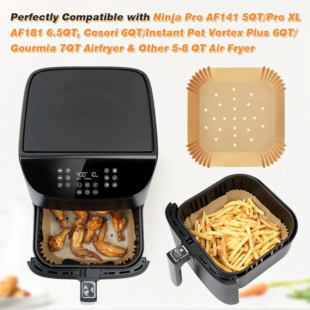 Large Air Fryer Disposable Paper Liners Nonstick 23cm Oven Airfryer Parchment Baking Paper for Ninja COSORI Grill Cooking Basket