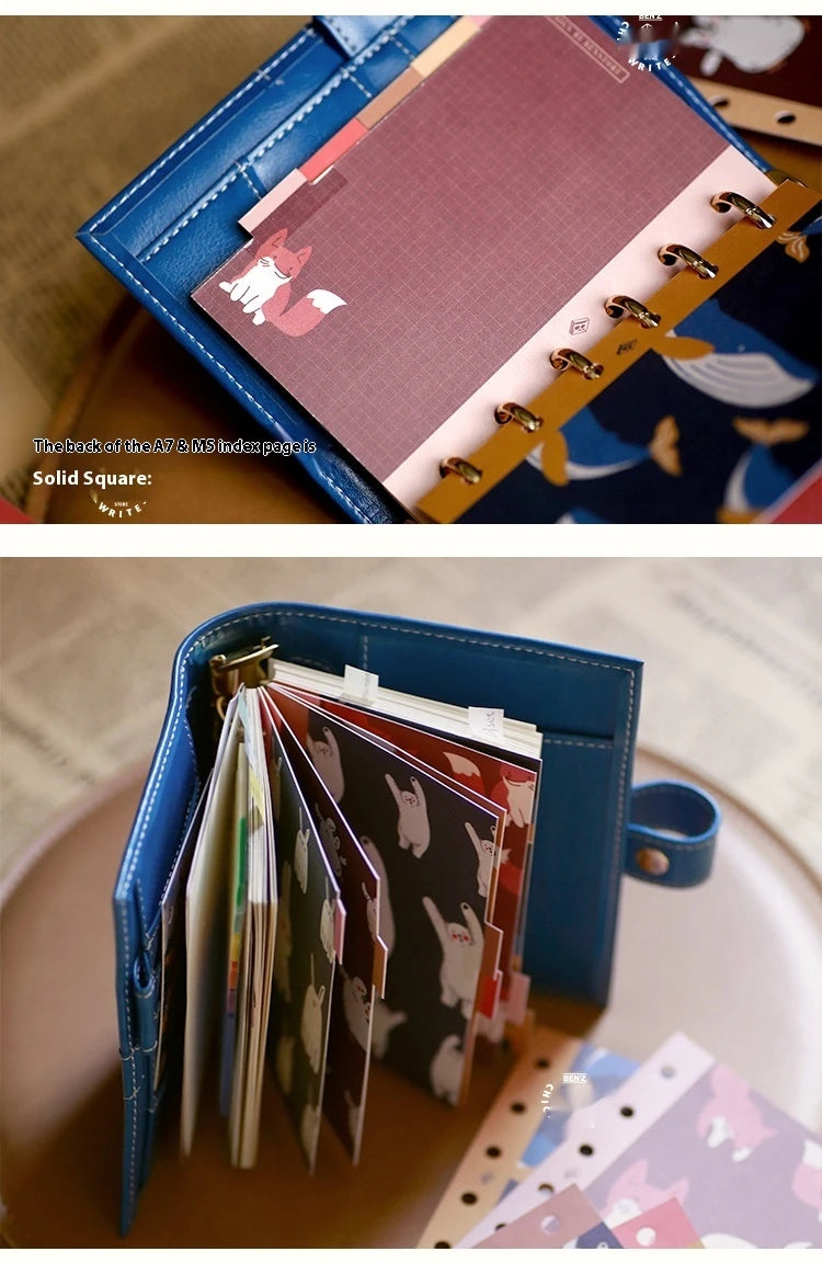 Retro Bookmarks Index Pages 6pcs A5/A6/A7/M5 6-Holes Binder Index Divider Cartoon Multicolor Loose-Leaf Notebook Classification
