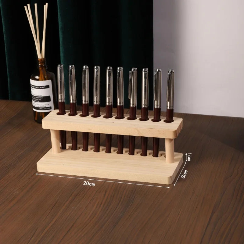 1PC Walnut Wood Multifunction Desk Organizer - Pen Holder, Phone Stand & Storage Solution for Office and School
