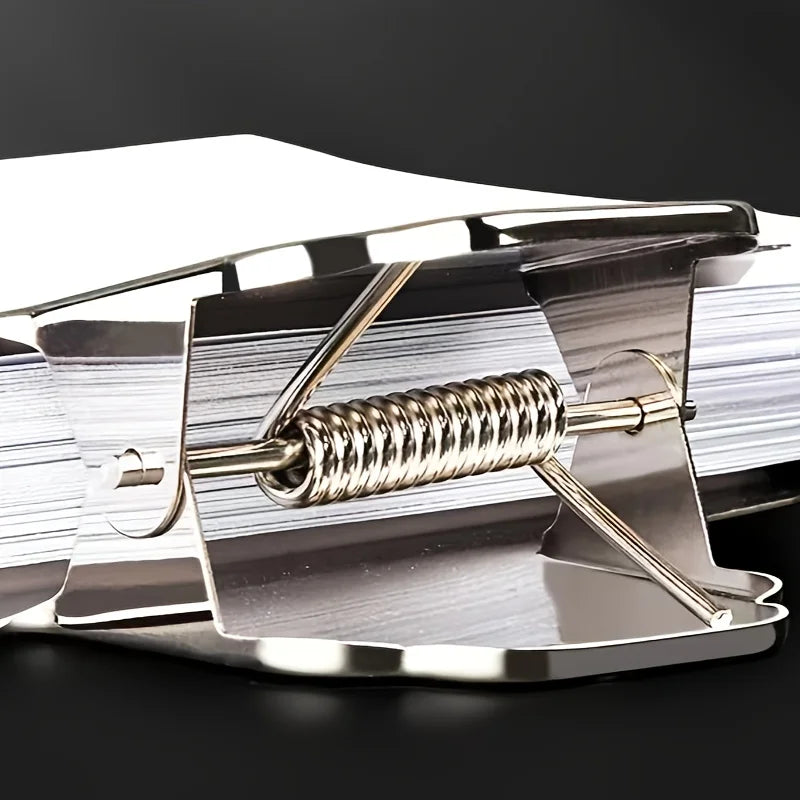 1pc Extra-Strong 4-Inch Steel Clip Folder - Thickened Mountain Design for Office Documents, Organizer for Bills and Receipts