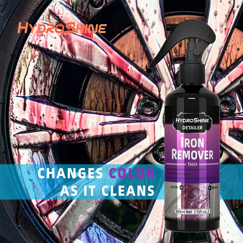 Hydroshine Iron Remover Car Detailing Fallout Spray Decontamination Kit Rust Remover Spray for Brake Rim Metal Surface Particles