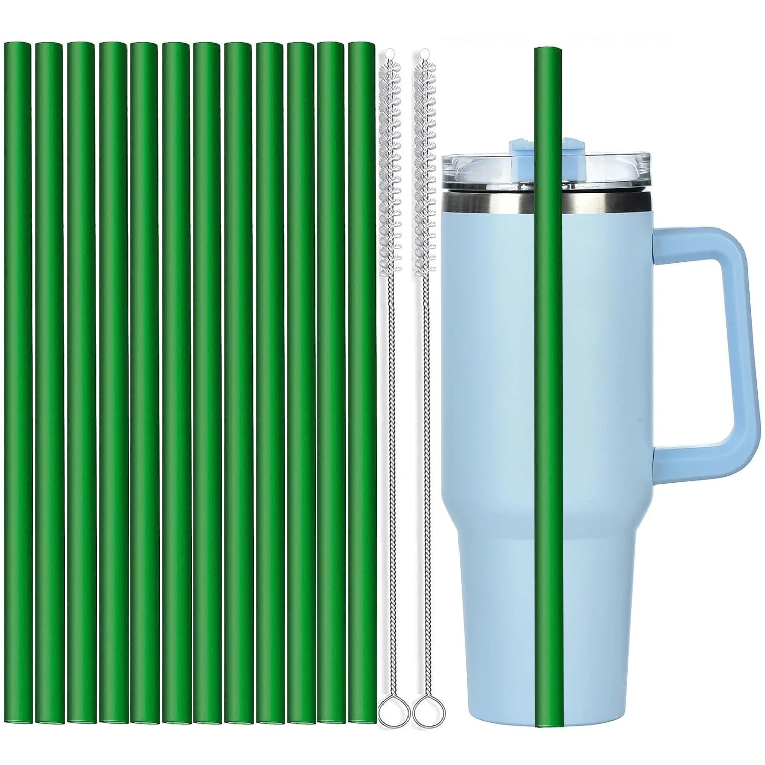 12Pcs Color Replacement Straws for Stanley 30/40 oz Tumbler , 12 in Long Reusable Plastic Straws for Stanley Cup, Plus 2 Brush