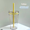 450ML Summer High-value Milk Tea Straw Plastic Cup Transparent Multi-color Thickened Coffee Cup Office Water Cup