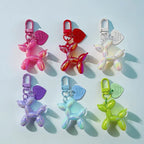 DIY Candy Color Sweet Resin Balloon Dog Keychain For Women Girls Animal Shaped Phone Chain Key Buckle Accessories Bag Pendant