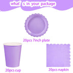 Light Purple Birthday Party Supplies Lavender Paper Cup Plate Napkin Tablecloth for Kids Birthday Wedding Baby Shower Decor