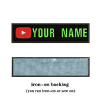 YouTube Logo 10X2.5cm Embroidery Custom Name Text Patch Stripes Badge Iron On Or  Patches