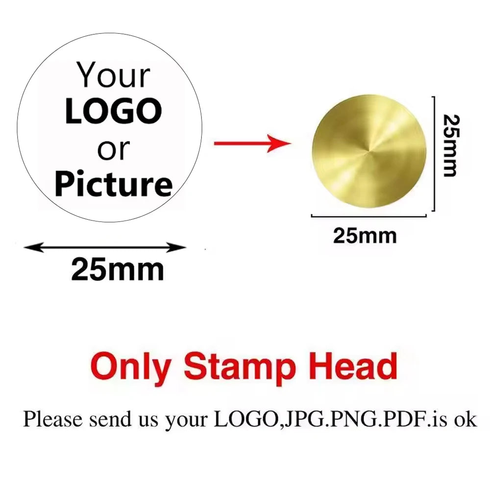 Custom Brass Wax Seal Stamp Personalized LOGO 25/30/40/50mm Round/Square Wax Sealing Head For Wedding Invitation Card Decor Seal