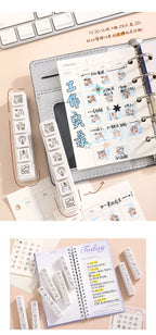 Cute Cat Emoji Stamp Daily Life Work Good Mood Series Cartoon Mini Pattern Stamps for Journaling Planner Diy Scrapbooking Decor