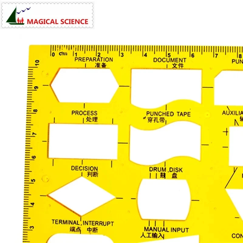 Flowchart Drawing Template K plastic Flexible Professional network flow chart symbols ruler for students JSH4351