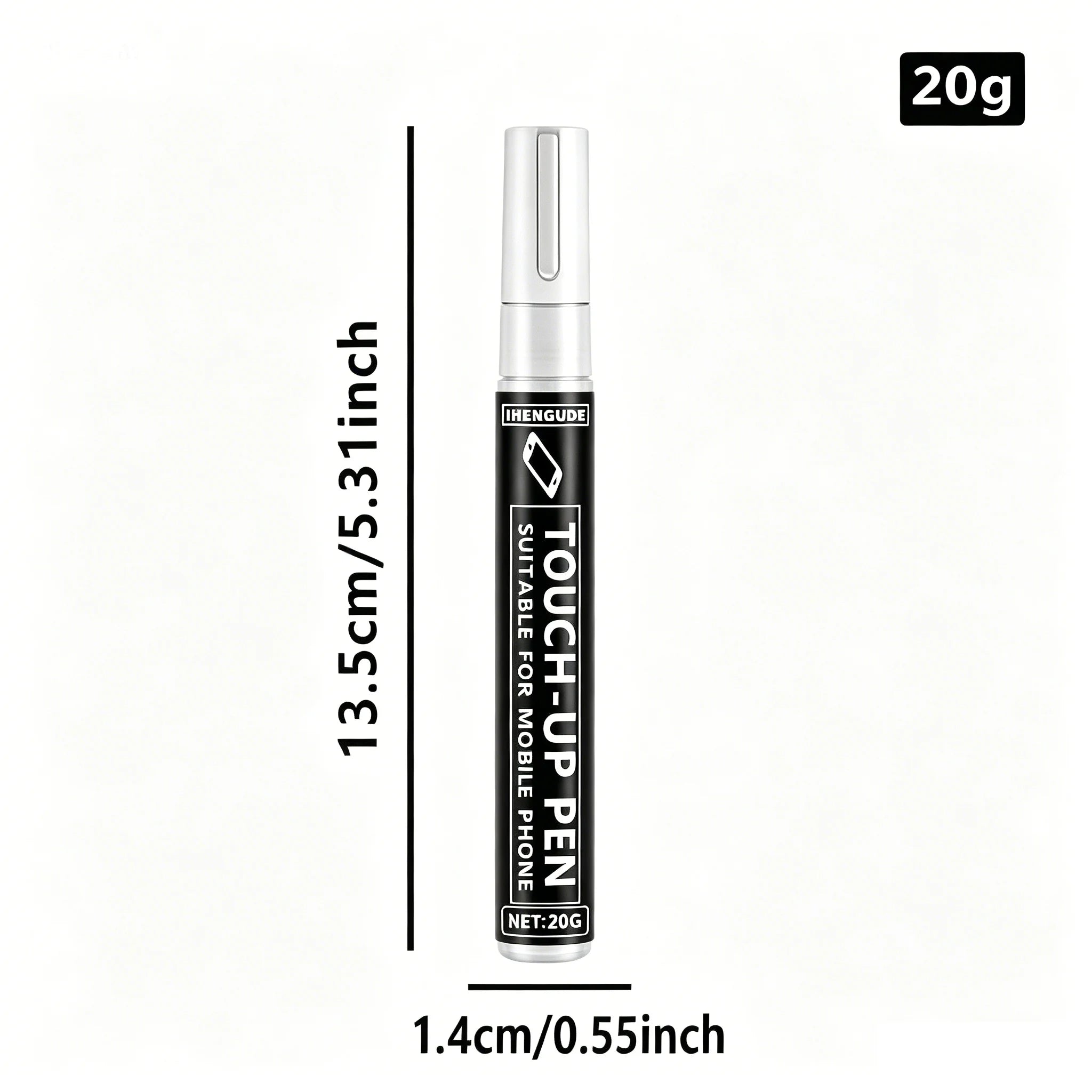 Black Touch-Up Paint Pen 20g - Scratch Remover for Mobile Phone, Camera, Black Surface Chipped Paint Repair Tool