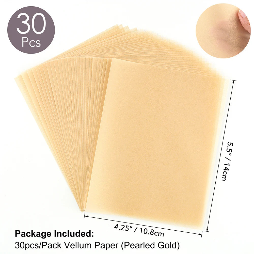 Colored Frosted Smooth Vellum Paper Sheets 4.25x5.5inch Heat Resistant Pearled Gold/Silver See-Through Paper for Crafts Tracing