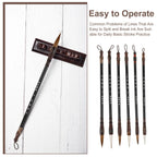 6Pcs Chinese Calligraphy Brush Set Professional Sumi Ink Brushes for Beginners Traditional Painting Writing on Rice Paper