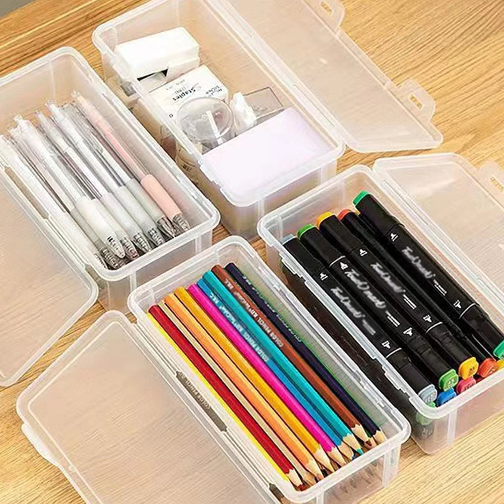1pc Translucent PencCase Large Capacity Lightweight Convenient for School Supplies Storage Pen Box Organizer Box
