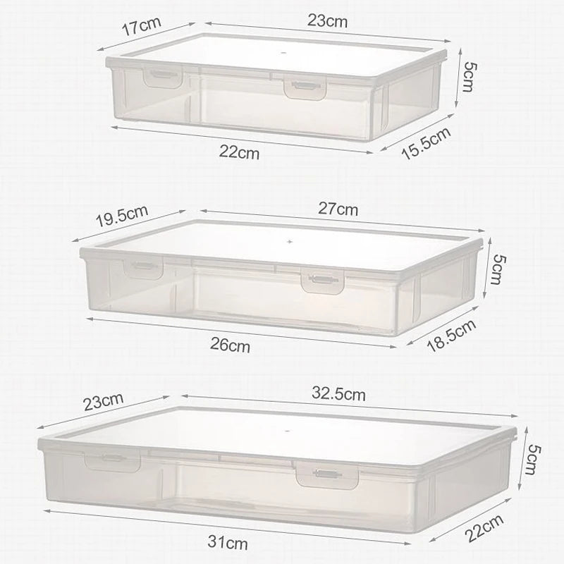 1Pc Transparent Storage Container Plastic Dustproof Box Stationery Jewelry Portable Large Capacity A4 A5 File Organizer Supplies