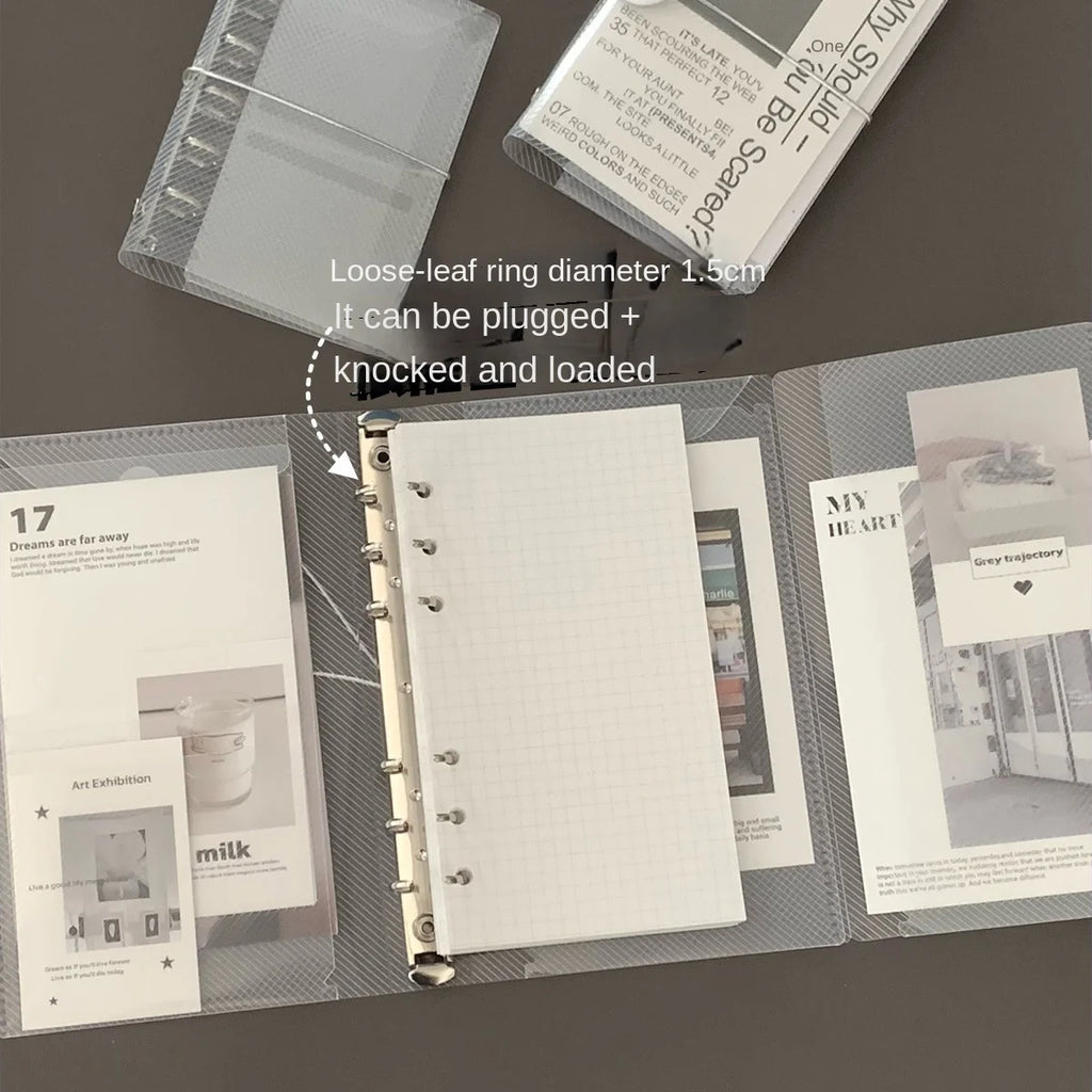 M5 A7 A6 Diagonal PP Three Fold PP Loose Leaf notebook Cover Mini Portable Sticker Small Card Photo Storage Ledger