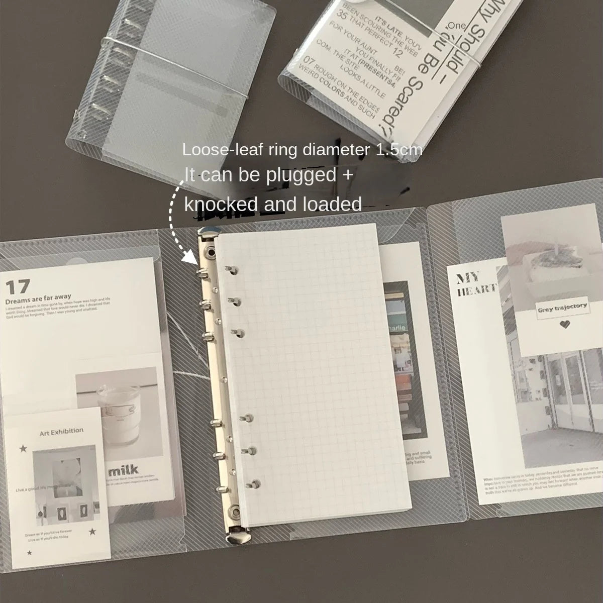 M5 A7 A6 Diagonal PP Three Fold PP Loose Leaf notebook Cover Mini Portable Sticker Small Card Photo Storage Ledger