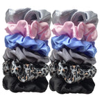 12/8pcs Premium Satin Large Intestine Hair Bands for Women Hundreds of Fabric Rubber Bands Hair Accessories