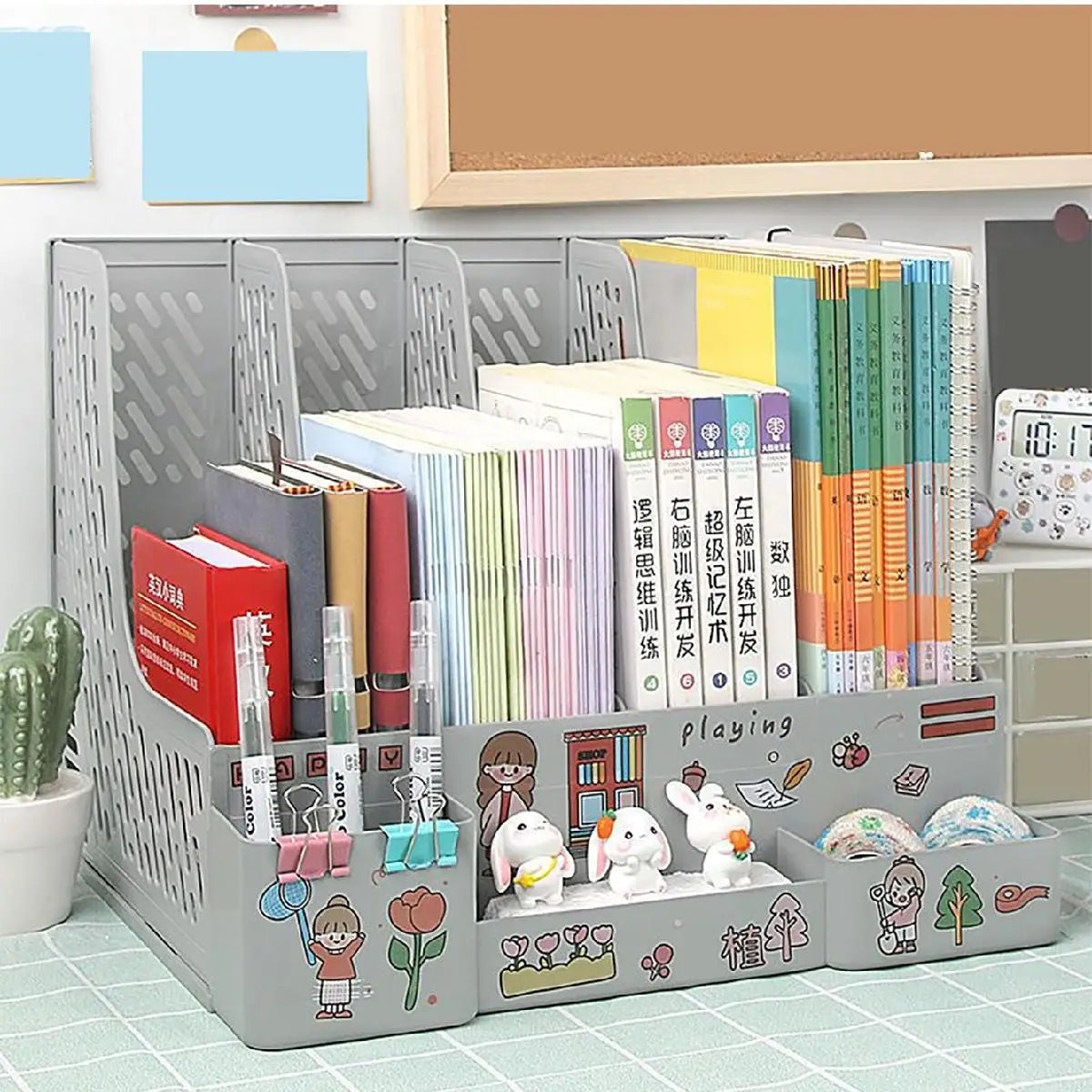 Multi-color file rack folder storage box desktop file box multi-functional file basket multi-layer shelf office bookshelf