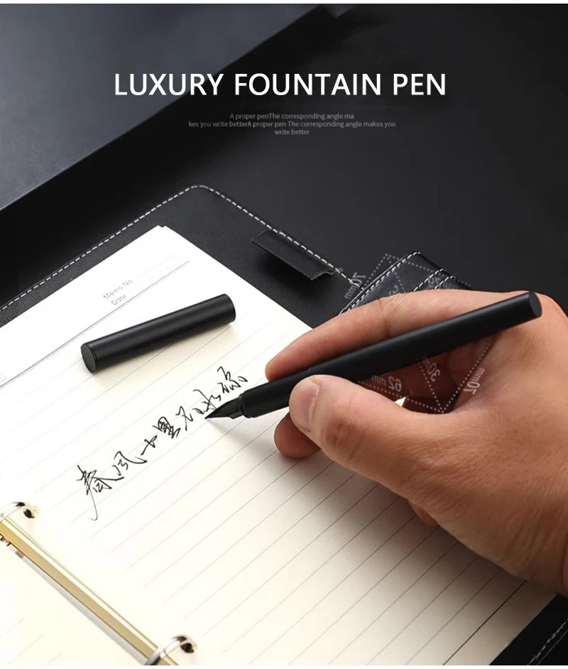 High Quality 0.38mm Extra Fine Nib Fountain Pen Stainless Steel Extremely Black Metal Business Office Writing Calligraphy Pens