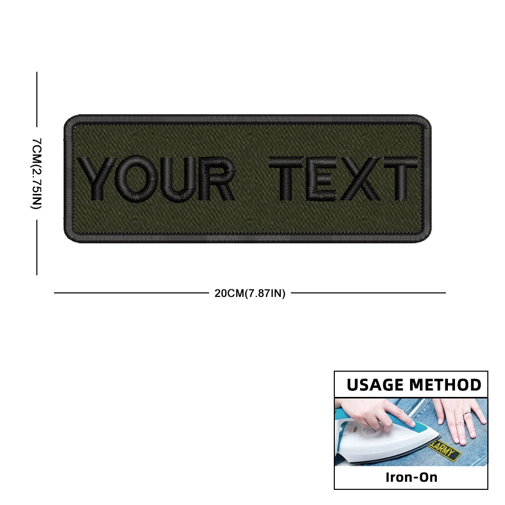Custom Personalized Name Number Patch Stripes Badge Tags Different Sizes Iron On Or Hook Loop Embroidered Military Green Patches