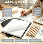50 Sheets A4 Carbon Copy Transfer Paper, Reusable Graphite Tracing Paper for Painting Sewing Wood Fabric DIY Craft & Office Draw
