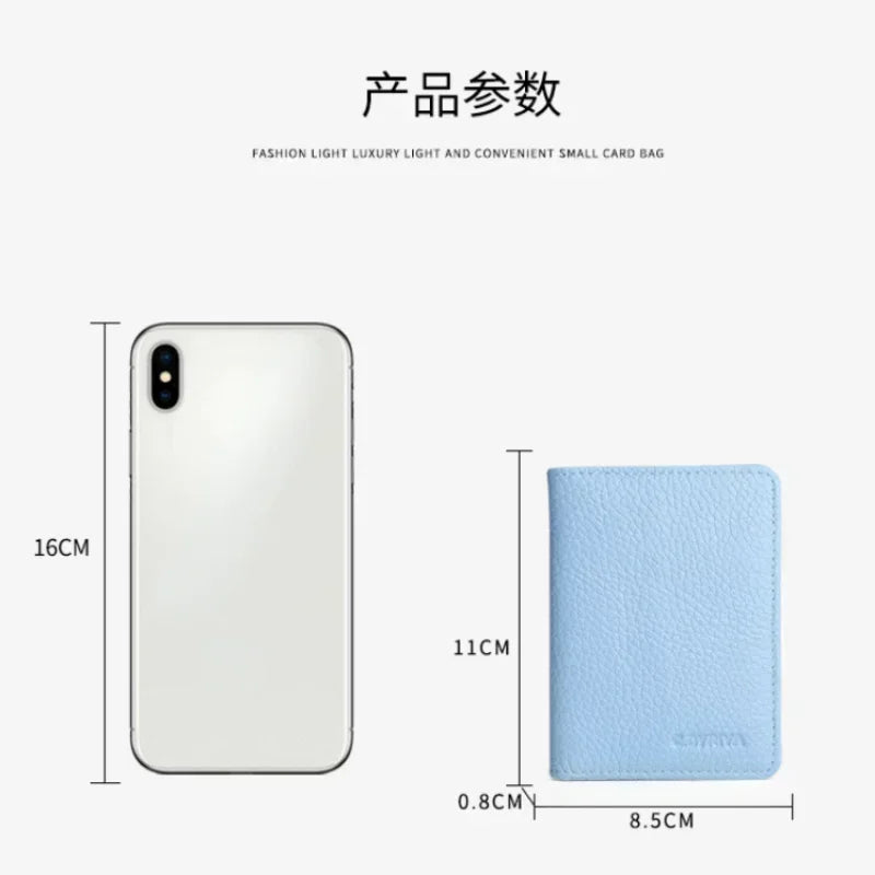 Multi-card Slot Solid Color Portable Leather Card Case Universal Bank Credit Card ID Bus Card Holder Travel Organizer Wallets
