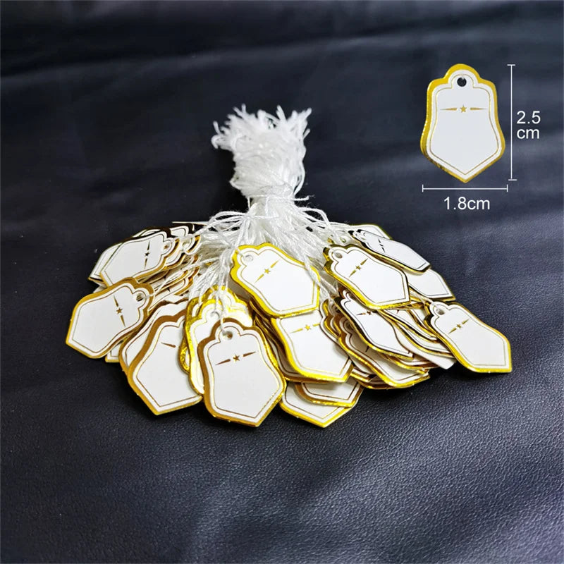 100pcs/lot Jewelry Price Tags Handwritten Labels with String Gold/Silver Color Paper for Accessories And Wares