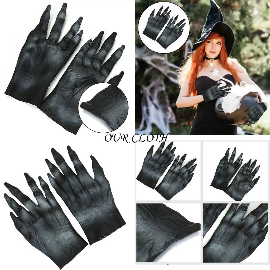 Horrific Demons Gloves Latex Werewolfs Gloves Zombied Hand Gloves Halloween Cosplay Costume Accessory for Women Men Y1AC