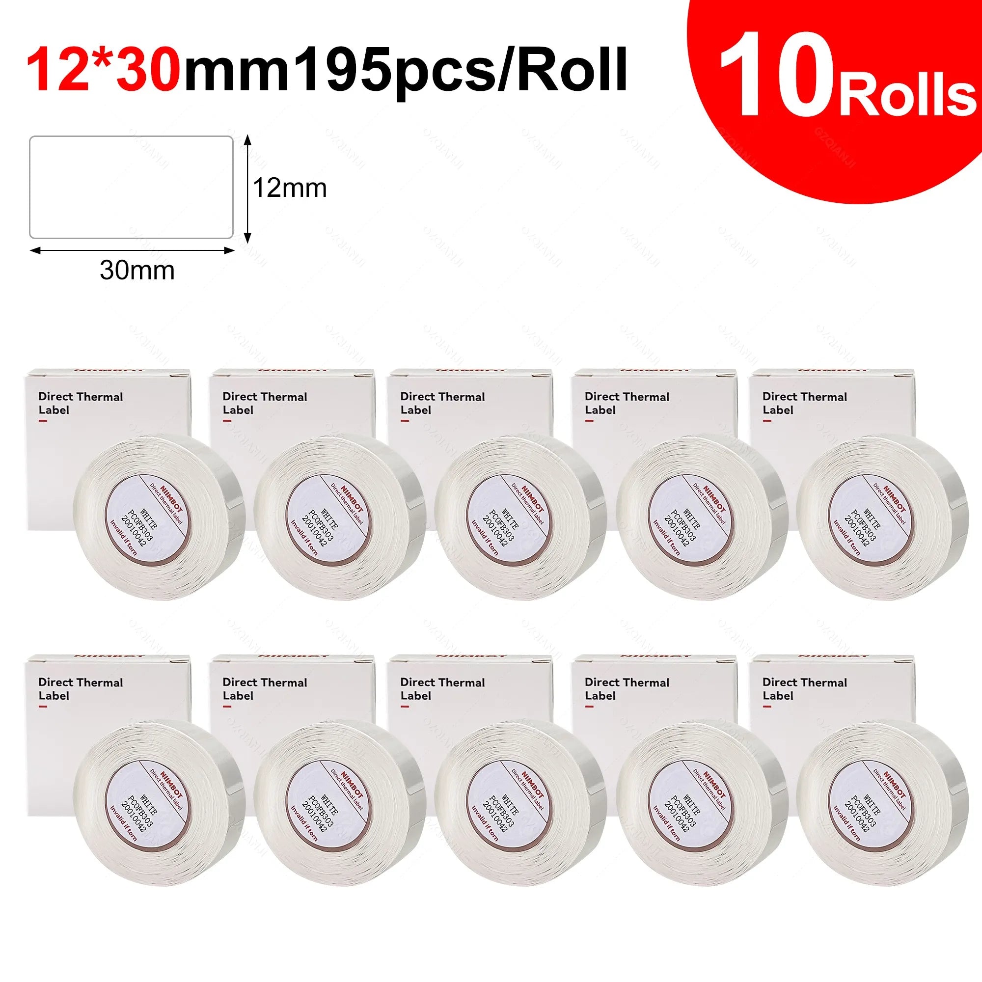 3/5/10 Rolls NiiMBOT D110 D11 D101 Offical Label Printer Sticker Various Size of White Color Paper Roll 12*40mm 15*30mm Anti-Oil