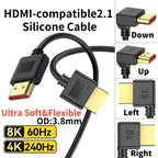8K HDMI-compatible Cable 2.1 High Speed 48Gbps 8K@60Hz 4K@240Hz HDCP HDR 90 Degree Bend HD Cord  for PS5 PC Gaming Monitor HDTV