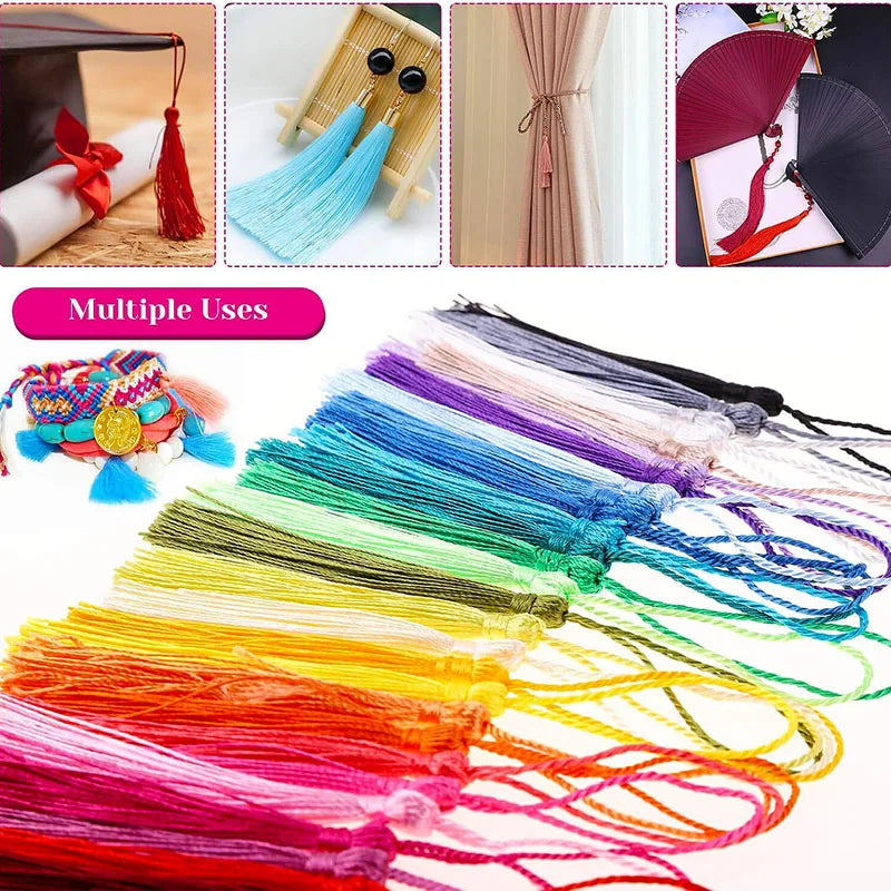 100pcs/Pack 13cm Tassel Silk Fringe Silky Floss Bookmark Tassels Mini Tassels for DIY Craft Jewelry Making Souvenir Bookmarks