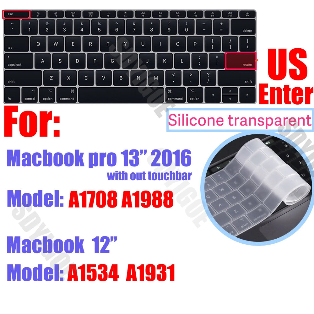 Silicone Keyboard Cover for All MacBook Air/Pro 13 14'15'16 inch,M1,M2,M3 M4 M5 Chip Model A2918,A2992,A3113,A2337,A2941 US & EU
