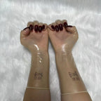 A pair of Malaysian latex material supper thin transparent shiny shiny male to female latex medium long gloves with nail service