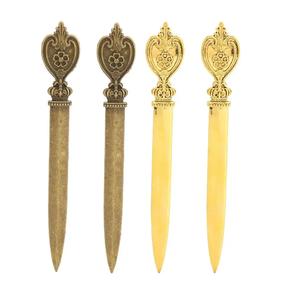 4 Pcs Durable Zinc Alloy Letter Openers Lightweight Retro Envelope Opener Ergonomic Design Bronze Letter Opener Tool Office