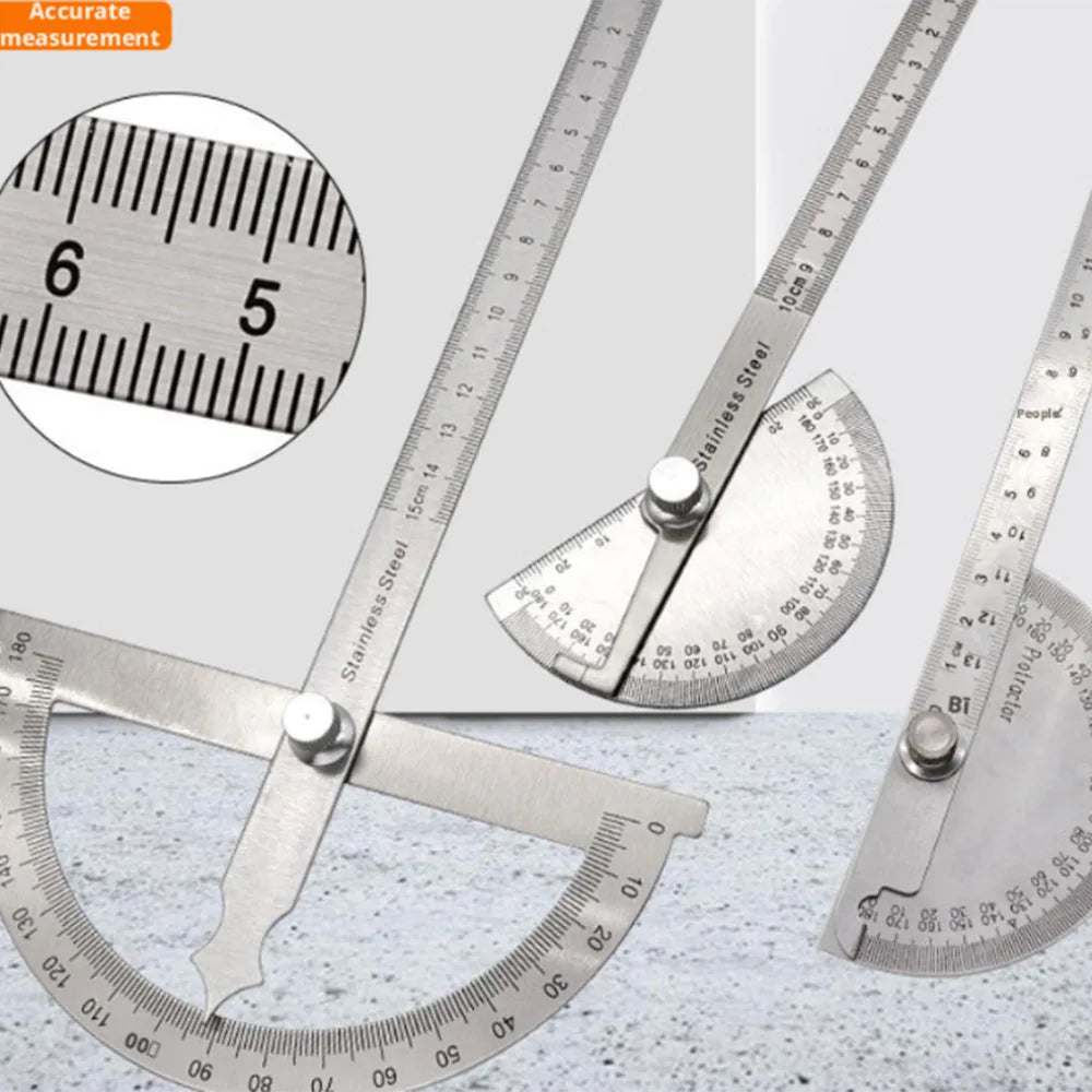 Stainless Steel Protractor & Angle Ruler Set, Multi-Angle Measuring Tool for Woodworking, Precision Angle Finder Goniometer