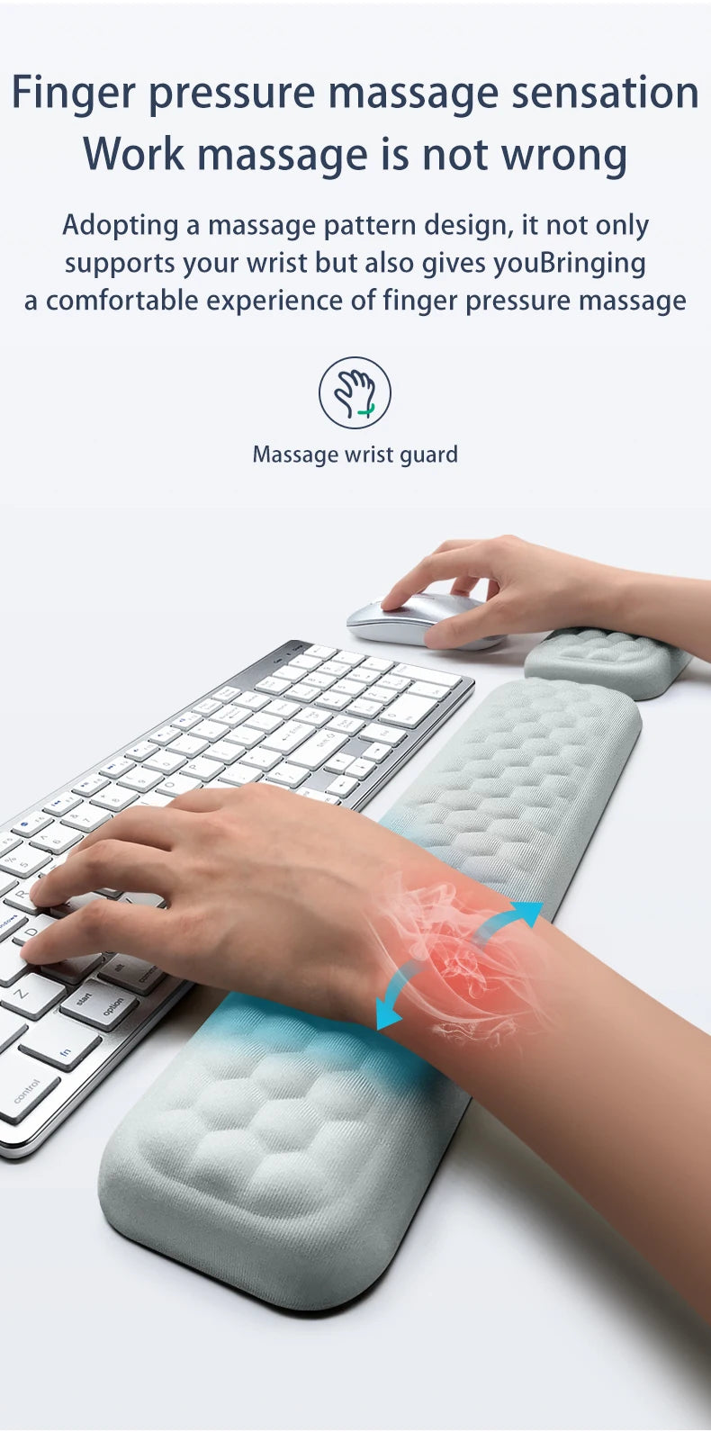 Keyboard Mouse Wrist Protection Rest Pad Ergonomic Office Typing Relax Wrist Memory Foam Mouse Pad PC Computer Laptops Mouse Pad