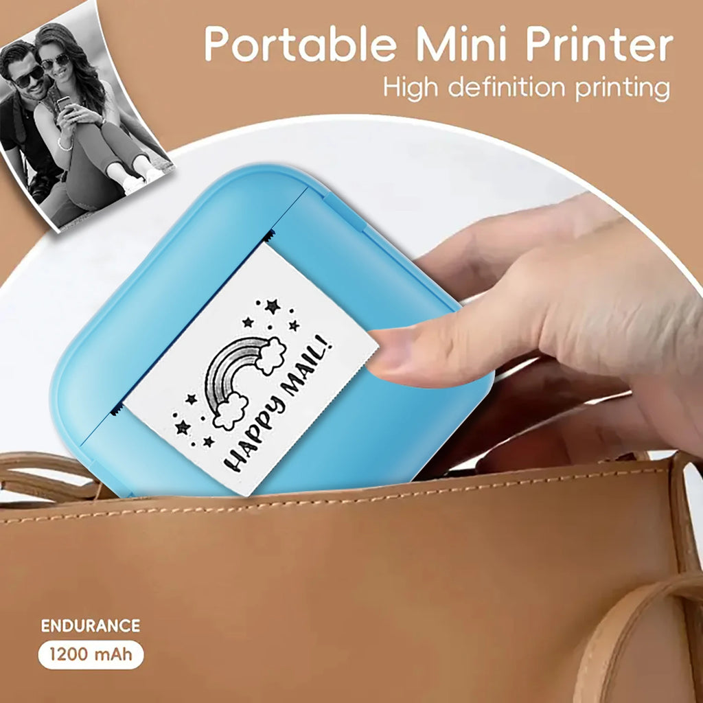 Wireless Mini Printer - Portable Thermal Label Maker Kit, 203dpi HD Printing, Multi-Function Printing, Supports Wireless/USB/Bat