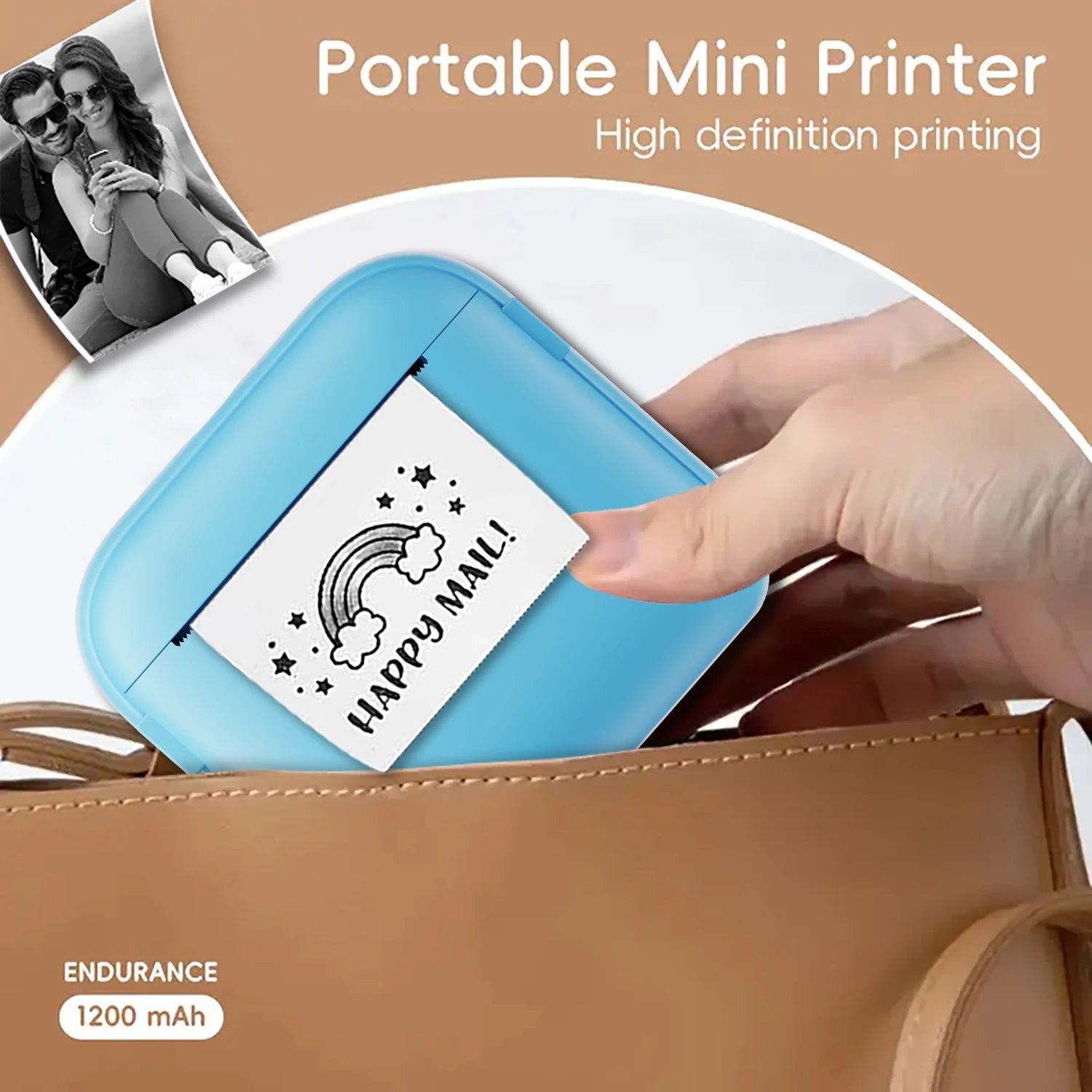 Wireless Mini Printer - Portable Thermal Label Maker Kit, 203dpi HD Printing, Multi-Function Printing, Supports Wireless/USB/Bat