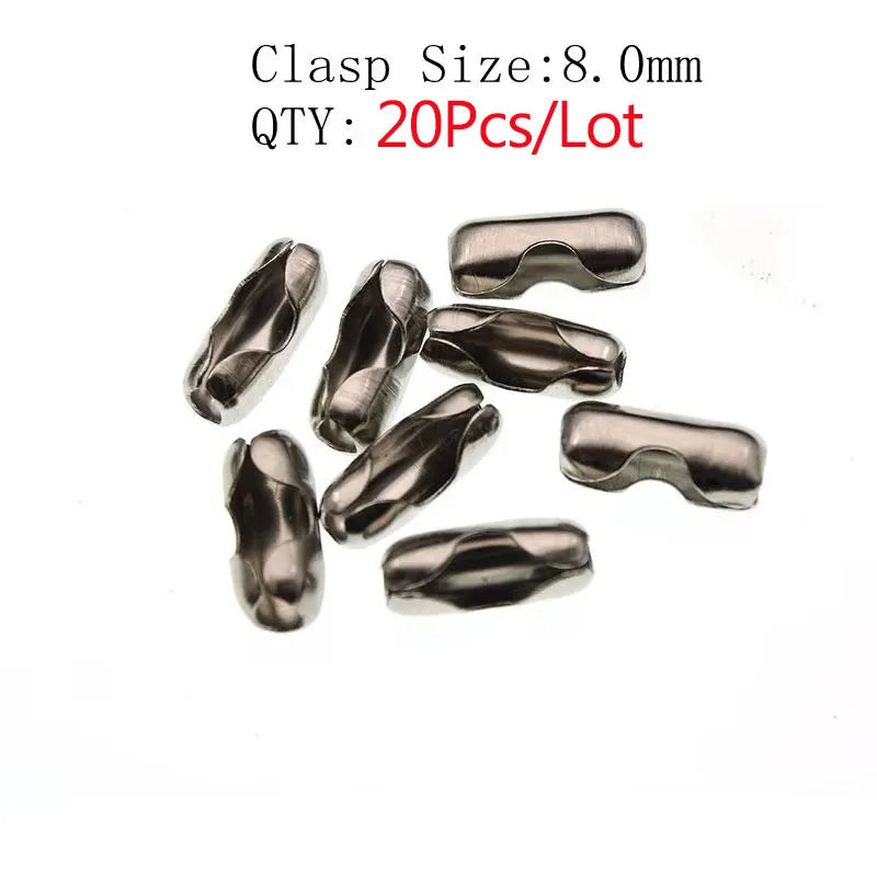 1.5 2.0 2.4 3.2 4 6 8 10mm Stainless Steel Ball Chain Bulk Bead Chain Necklace Connector Clasp For DIY Necklace Jewelry Making