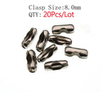 1.5 2.0 2.4 3.2 4 6 8 10mm Stainless Steel Ball Chain Bulk Bead Chain Necklace Connector Clasp For DIY Necklace Jewelry Making