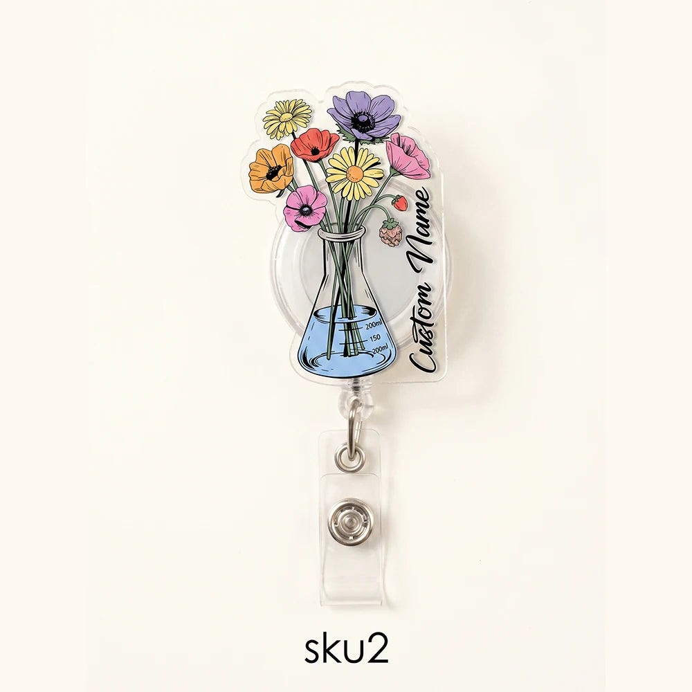 1pc Science-themed Custom Name Acrylic Retractable Badge Reels,Nurse,Scientist Personalized Gift,Work Card Clip,Teacher’s Day