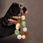 Small Fresh Mixed Color Grid Irregular Stone Mobile Phone Wrist Chain Phone Case Lanyard Creative XYu Keychain Hanging Universal