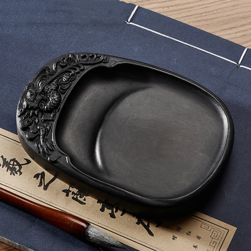 Calligraphy Inkstone Natural Raw Stone Duan Inkstone Chinese Style Brush Writing Painting She Inkstone Vintage Desktop Ornaments