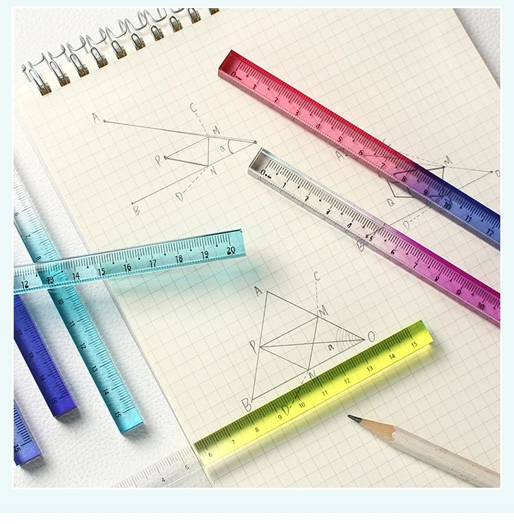 1pcs Colorful Clear Straight Ruler 15cm Four Edges Acrylic Transparent Gradient Lightweight Measuring Tools for Students A7795