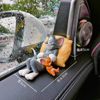 Cute Tom Car Dashboard Decor Set Cartoon Figure Jerry Vehicle Interior Desktop Ornament Collection Car Accessories Windshield