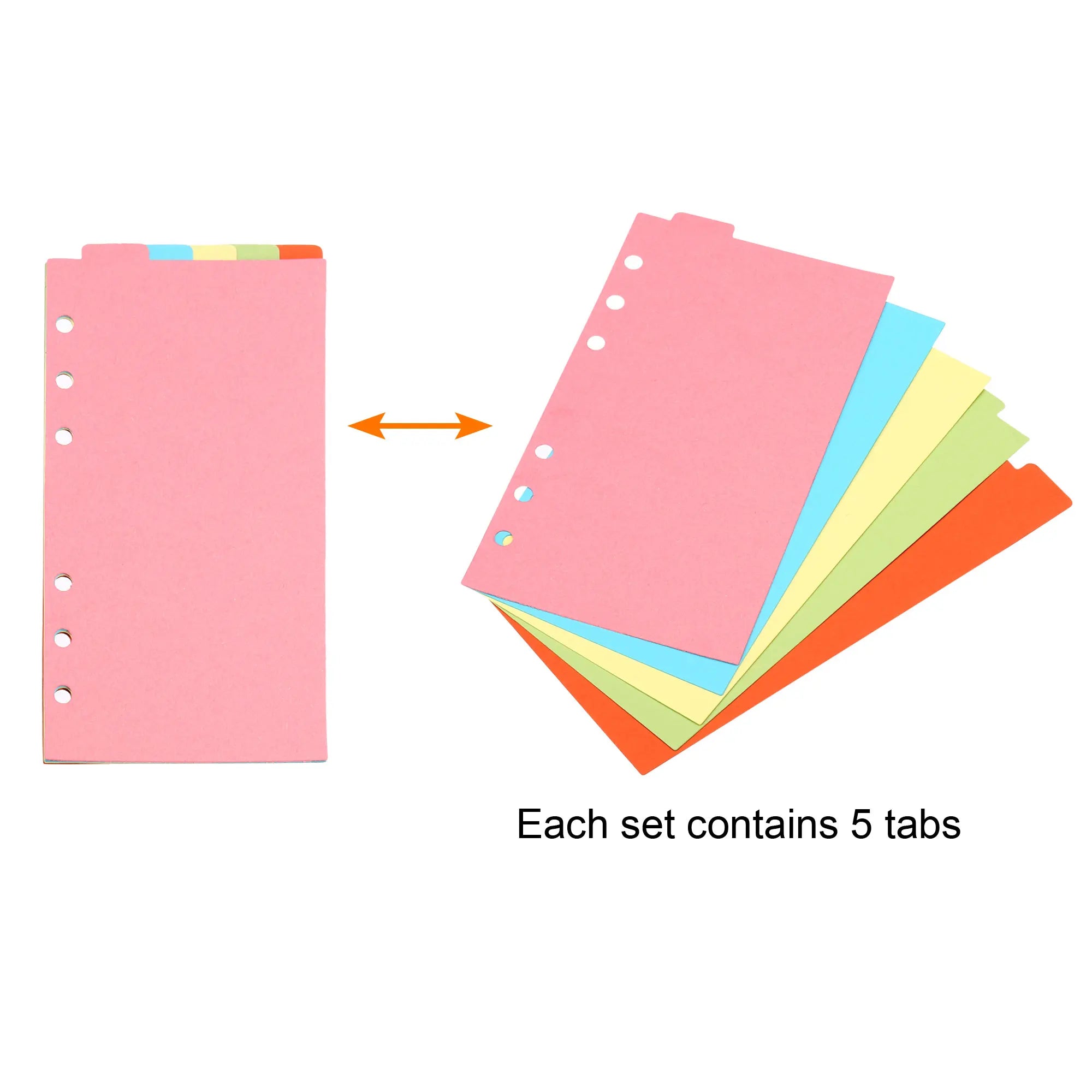 A6 Binder Index Dividers 4 Set 5 Tabs Cardboard Insertable Page for 6 Rings Binder Separating Papers Multi-Color File Divider