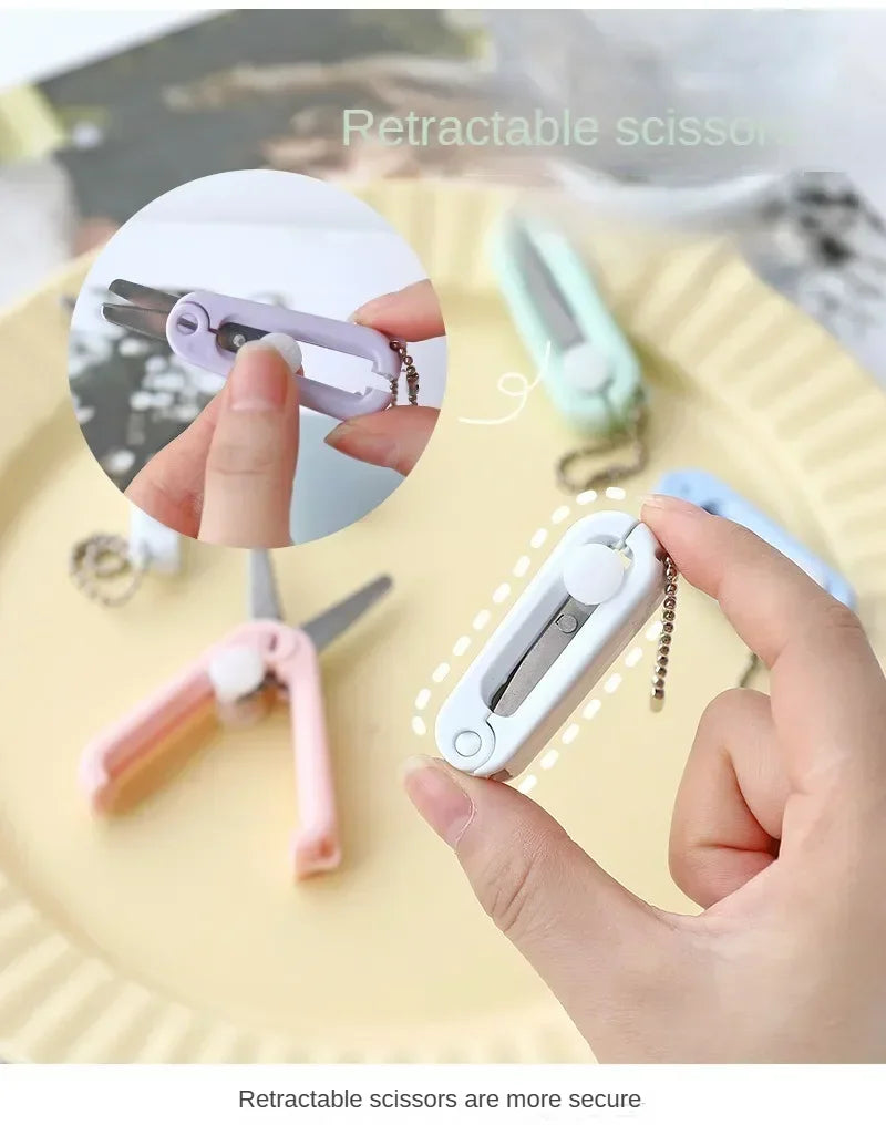 Creative Mini Portable Folding Scissors Morandi Simple Paper-Cutting Art Tool Stationary Scissors Office School Supplies.