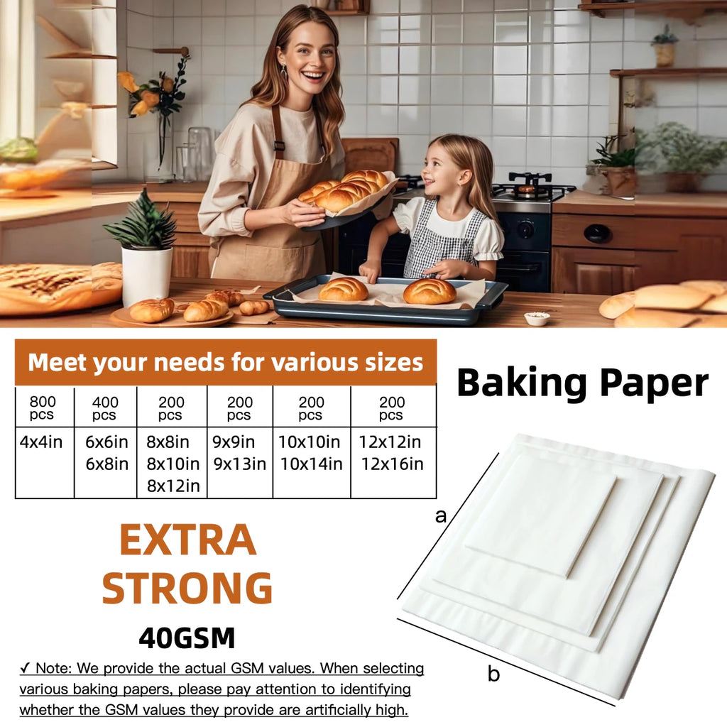 Parchment Paper Baking Paper 4"6"8"9"10"12" Precut Non-Stick Grilling Food Packaging Oven Air Fryer Steaming Bread Cake Cookie