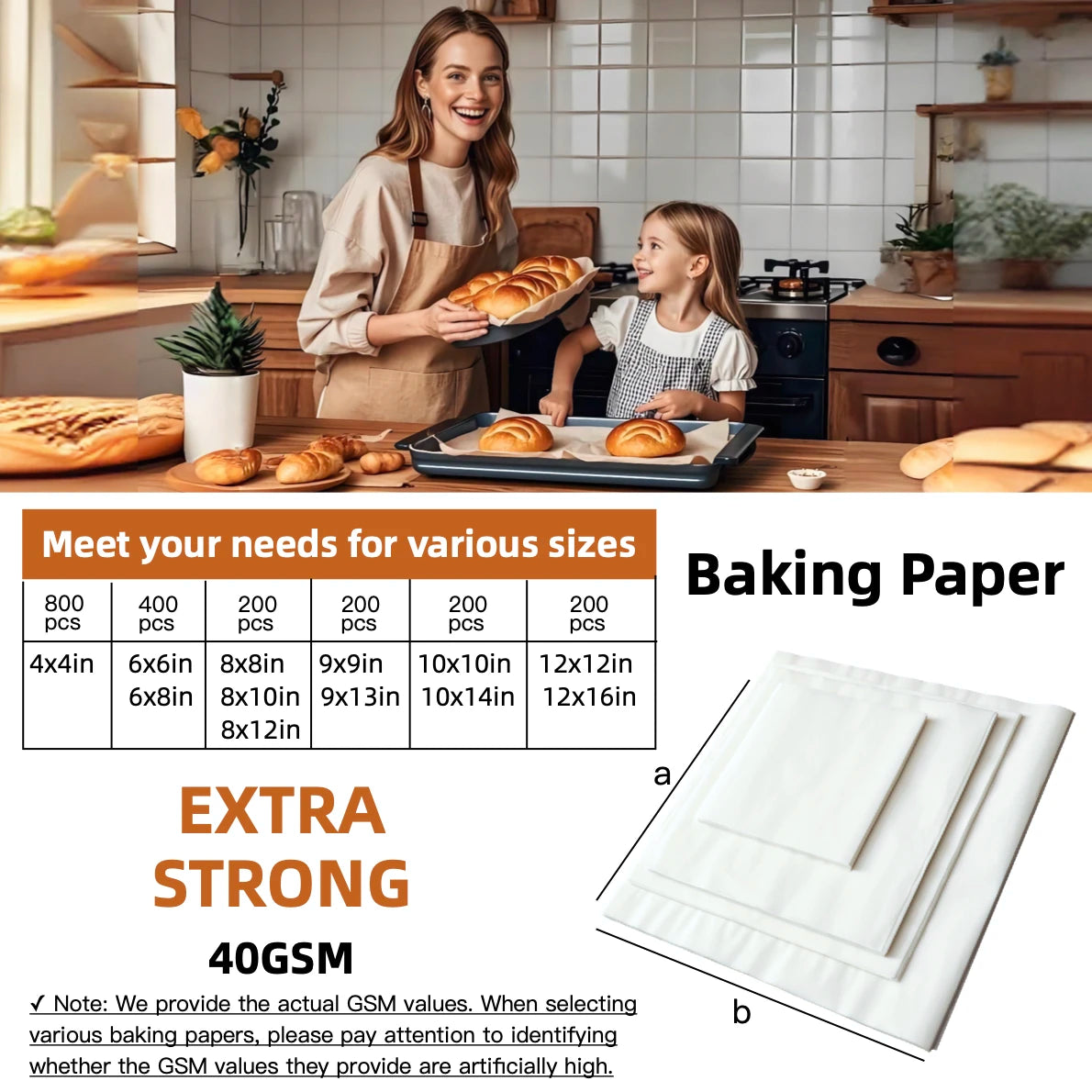 Parchment Paper Baking Paper 4"6"8"9"10"12" Precut Non-Stick Grilling Food Packaging Oven Air Fryer Steaming Bread Cake Cookie